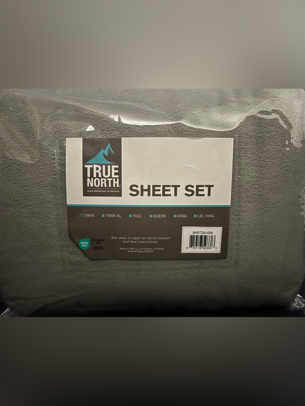 NEW TRUE NORTH by Sleep Philosophy MICRO TWIN FLEECE SHEET SET - GRAY SHET20-526